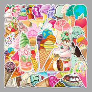 50张INS风冰淇淋个性涂鸦贴纸DIY卡通滑板行李箱平板防水装饰贴纸