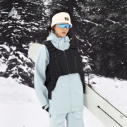 Allset户外背心夹棉单板滑雪防水马甲男女款保暖防风显高短款外套