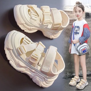 女童运动凉鞋2023夏季儿童，包脚趾头沙滩鞋，厚底防w滑中大童包