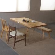选木白蜡木全实木餐桌，北欧原木大板桌家用长方形饭桌茶桌