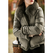 端白鸭绒短款羽绒服女2023年冬季韩版超大毛领，加厚时尚外套