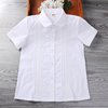 女童白衬衫短袖校服夏季白色纯棉蕾丝衬衣小学生学院风儿童表演服