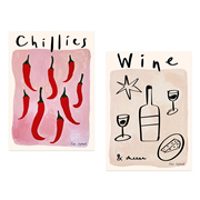 ANNA 丹麦设计师浪漫复古法式红酒面包艺术海报 家居餐厅装饰画