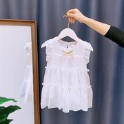 女童衣服夏装2023连衣裙周岁女宝宝礼服公主裙婴儿白色裙子；