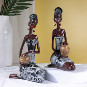 复古非洲风情人物雕塑摆件客厅电视酒柜工艺品样板房家居软装饰品