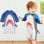 亦浪儿童男童连体游泳衣，温泉速干长袖防晒幼儿，中小童可爱鲨鱼