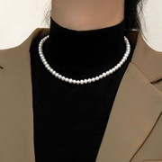 天然淡水珍珠项链女小众设计感高级锁骨链秋冬气质长款轻奢毛衣链
