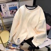 广州十三行情侣装奶fufu设计感小众撞色贴标卫衣，男女慵懒休闲上衣