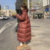 酒红色高级感长款羽绒服女冬2023韩版立领保暖90白鸭绒厚外套