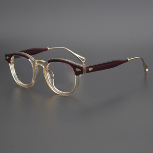 日单手制板材纯钛镶嵌眼镜框复古男女太阳眼镜架可配近视装饰防护