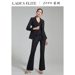 LadySElite钢琴黑戗驳领西装三件套女2023春季修身显瘦西装