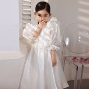 小女孩超仙公主裙2023洋气，白色蓬蓬裙高档生日花童礼服连衣裙