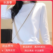 2024春季白色t恤女长袖纯色，圆领大码纯棉，修身显瘦加厚加绒打底衫