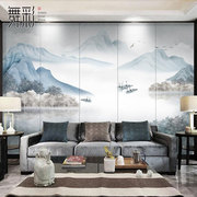 新中式山水墙布客厅电视背景墙壁纸无纺布墙纸壁画客厅沙发影视墙