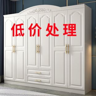欧式衣柜加顶柜简约现代经济型板式白色组合边柜木质，六五门大衣橱