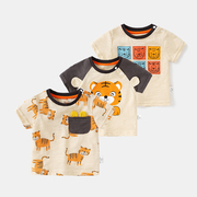 婴儿夏季衣服短袖t恤卡通印花男童2-3岁1夏装，儿童宝宝女小童上衣