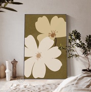 北欧现代卧室装饰画莫兰迪色卧室床头挂画治愈系花卉客厅大幅壁画