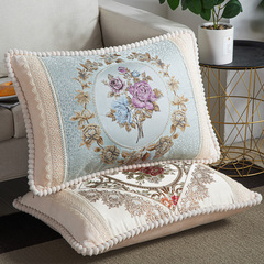 欧式刺绣长方形靠枕客厅沙发靠垫