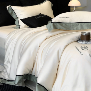 轻奢风纯色100支天丝棉四件套夏季冰丝被套床单床上用品高级感