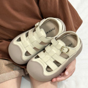 女童包头凉鞋2024夏季儿童真皮软底防滑宝宝运动鞋男童沙滩鞋