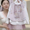 女童新中式套装2024女宝宝，刺绣马甲短裙女孩国风，马面裙三件套