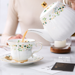 小花季骨瓷咖啡杯套装咖啡具小套装英式下午茶花茶具红茶具咖啡壶