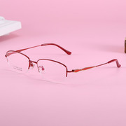 女款纯钛超轻眼镜架知性潮流，半框近视眼镜框电脑护目镜木平光镜