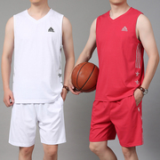 纯棉篮球服套装宽松跑步服青年加肥加大健身服一套队服红色球衣男