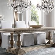 美式家用做旧实木餐桌椅，组合欧式饭桌，法式长桌复古乡方形桌子