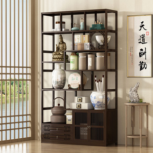 博古架新中式茶叶展示柜实木多宝阁摆件柜茶具茶柜置物架客厅书架