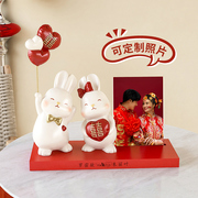 结婚礼物送新人实用客厅卧室婚房装饰品创意订婚新婚情侣兔子摆件