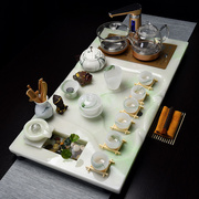 琉璃整套功夫茶具玉石茶盘茶具套装家用欧式高档全自动一体石茶台