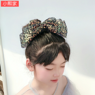 韩国气质公主三层蝴蝶结亮片发夹女孩儿童发饰女童发卡少女弹簧夹