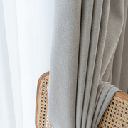 窗帘轻奢北欧风格奶茶色美式简约现代客厅卧室棉麻遮光布2022