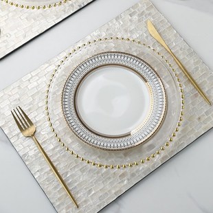 欧式贝壳餐垫高级长方形垫盘桌垫轻奢华桌面西餐垫家用餐台垫
