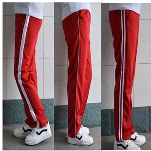 春秋季校服裤一条白杠红色，双白条直筒小学生长裤男女初中学生薄款