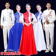 大合唱服装演出服成人中国风民乐古筝二胡朗诵表演服男女长裙