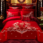 式全棉婚庆四件套纯棉结婚床上用品，新婚床品套件，红色婚床喜被