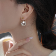 大珍珠耳钉925纯银针，耳饰女轻奢小众，设计高级感气质耳钩耳坠耳环