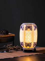 高档新中式陶瓷台灯创意中国风仿古典家用卧室客厅书房温馨青花床