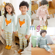 韩国男童女宝宝儿童，纯棉儿童秋衣裤子睡衣，家居服小星星款内衣套装