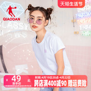 中国乔丹短袖t恤女2024夏季圆领，休闲上衣女士运动短t宽松棉t