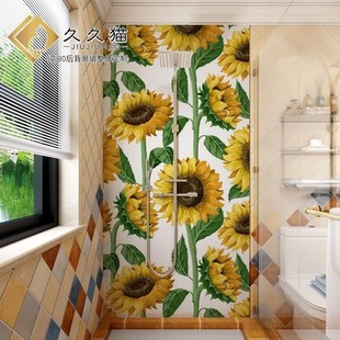 北欧莫兰迪瓷砖客厅画简约大气阳台沙发背景墙花砖抽象向日葵壁画