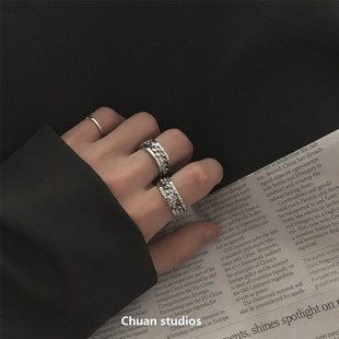 chuan19泰国中性链条，戒指女ins简约个性潮人情侣，食指环女可转动