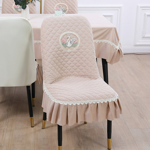 全包椅子套罩家用连一体餐椅套椅垫布艺简约夹棉加厚保暖防滑绗绣