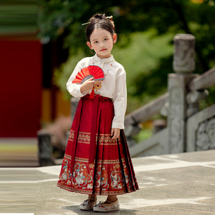 萌乎.霓凰女童马面裙2024冬款儿童汉服，明制古风母女亲子装新年服