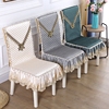 连体餐椅垫坐垫椅套家用简约现代北欧纯色刺绣M防滑 餐桌椅子套罩