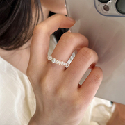 天然淡水珍珠小玫瑰花戒指S925纯银复古轻奢小众设计感指环个性