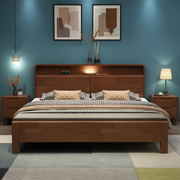 北欧实木床现代简约1.8米双人床1.5主卧软，靠床高箱单人床储物婚床