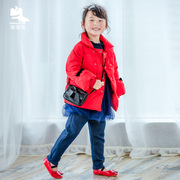 波波龙童装女童1-6岁保暖棉衣冬季韩版洋气泡泡袖棉服纯色外套冬
